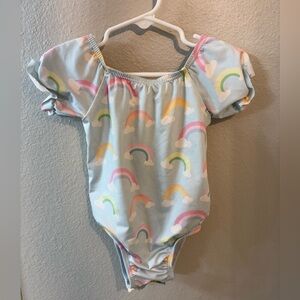 James and Lottie Rainbow Baby Girl’s One Piece Swimsuit bow back fits like 18 mo